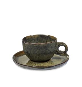 Tasse et sous-tasse à cappuccino gris grès émaillé 23 cl Ø 9 cm Surface Serax