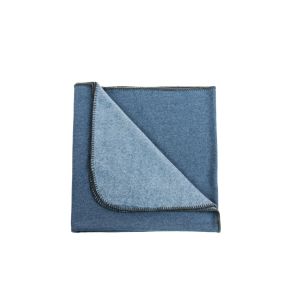 Plaid recycle rectangulaire bleu 90x180 cm Suave Blue Melee Chaud Devant