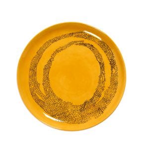Assiette plate rond sunny yellow - points noirs grès émaillé Ø 22,5 cm Feast By Ottolenghi Serax