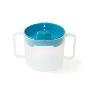 Kop met handvatten en deksel met drinktuit rond blauw polypropyleen (pp) 20 cl Vaisselle Enfance Plastorex