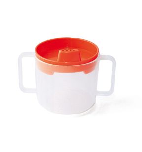 Kop met handvatten en deksel met drinktuit rond oranje polypropyleen (pp) 20 cl Vaisselle Enfance Plastorex