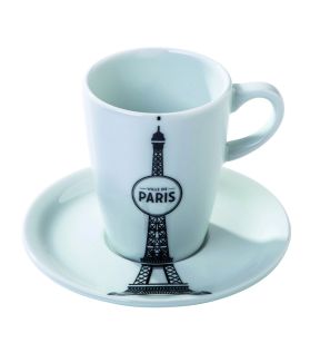 Schoteltje en theekop rond wit porselein 20 cl Ville De Paris Pillivuyt
