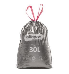 Vuilniszak plastic grijs 30 L 21 micron Alfapac (50 eenheden)