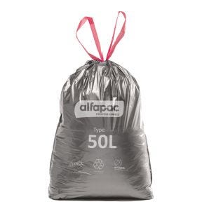 Vuilniszak plastic grijs 50 L 25 micron Alfapac (30 eenheden)