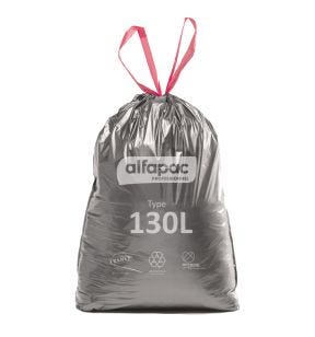 Vuilniszak plastic grijs 130 L 42 micron Alfapac (15 eenheden)