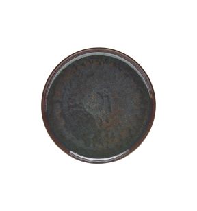 Assiette plate rond Marron Bleu grès émaillé Ø 22 cm Amber Accolade