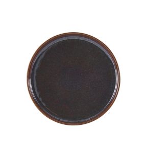 Assiette plate rond Marron Bleu grès émaillé Ø 17 cm Amber Accolade