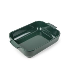 Plat à four rectangulaire vert forêt porcelaine vitrifiée 40x27 cm Céramique Peugeot Saveurs
