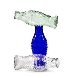 Fles onregelmatig groen glas 1 L Fish&fish Serax