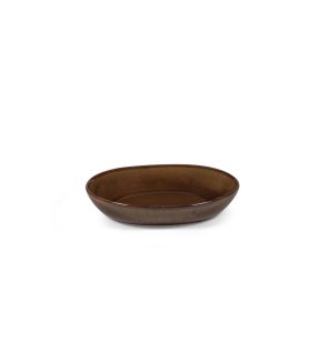 Assiette coupe creuse ovale ocre grès émaillé 23x21 cm Out Of Lines Serax