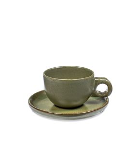 Tasse et sous-tasse à café vert grès émaillé 13 cl Ø 8 cm Surface Serax