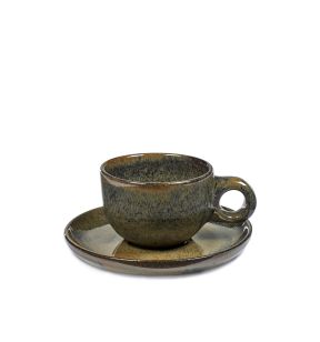 Tasse et sous-tasse à café gris grès émaillé 13 cl Ø 8 cm Surface Serax