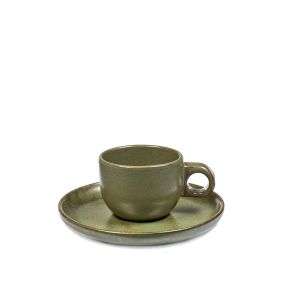 Tasse et sous-tasse à expresso vert grès émaillé 10 cl Ø 6,5 cm Surface Serax