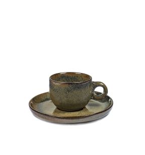 Tasse et sous-tasse à expresso gris grès émaillé 10 cl Ø 6,5 cm Surface Serax