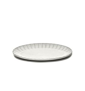 Assiette plate ovale blanc grès émaillé 30x21 cm Inku Serax