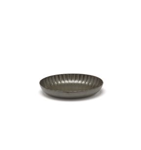 Assiette creuse ovale vert grès émaillé 19x13 cm Inku Serax