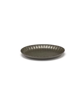 Assiette creuse ovale vert grès émaillé 22x15,4 cm Inku Serax