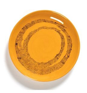 Assiette plate rond sunny yellow - points noirs grès émaillé Ø 16 cm Feast By Ottolenghi Serax