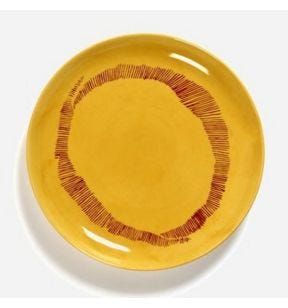 Assiette plate rond sunny yellow - stripes rouge grès émaillé Ø 19 cm Feast By Ottolenghi Serax