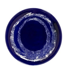 Plat bord rond lapis lazuli swirl - dots white geglazuurd aardewerk Ø 19 Feast By Ottolenghi Serax