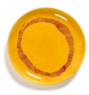 Assiette plate rond sunny yellow - stripes rouge grès émaillé Ø 26,5 cm Feast By Ottolenghi Serax