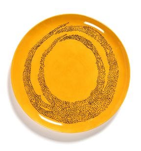 Assiette plate rond sunny yellow - points noirs grès émaillé Ø 26,5 cm Feast By Ottolenghi Serax