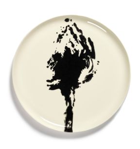 Plat bord rond white artichoke black geglazuurd aardewerk Ø 35 Feast By Ottolenghi Serax
