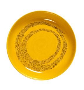 Assiette plate coupe rond sunny yellow - points noirs grès émaillé Ø 22 cm Feast By Ottolenghi Serax
