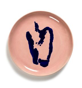 Plat bord rond delicious pink pepper blue geglazuurd aardewerk Ø 22 Feast By Ottolenghi Serax