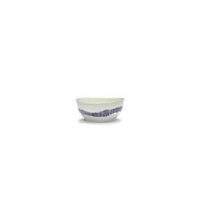 Bol rond blanc swirl - stripes bleu grès émaillé Ø 16 cm Feast By Ottolenghi Serax