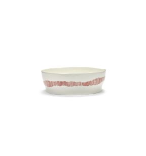 Saladier rond blanc swirl - stripes rouge grès émaillé Ø 28,5 cm Feast By Ottolenghi Serax