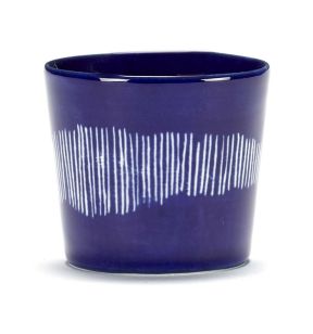 Tasse à café rond lapis lazuli swirl - stripes blancs grès émaillé 25 cl Ø 7,5 cm Feast By Ottolenghi Serax