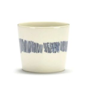 Tasse à café rond blanc swirl - stripes bleu grès émaillé 25 cl Ø 7,5 cm Feast By Ottolenghi Serax