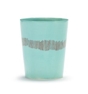 Theekop rond azure swirl - stripes red geglazuurd aardewerk 33 cl Ø 8.5 Feast By Ottolenghi Serax