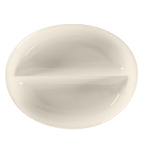 Plat à légumes 2 compartiments ovale blanc porcelaine bone china 21 cm Bravura Rak