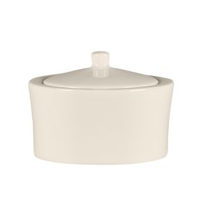 Sucrier & couvercle rond blanc porcelaine bone china 28 cl Ø 10 cm Fedra Rak