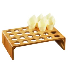 Grand présentoir pour cônes en pin et verrines bambou 37 cm x 24 cm