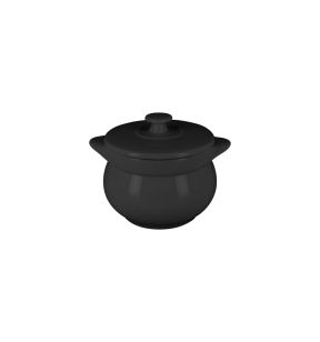 Soupière avec couvercle rond noir porcelaine vitrifiée Ø 10,8 cm Chefs Fusion Rak
