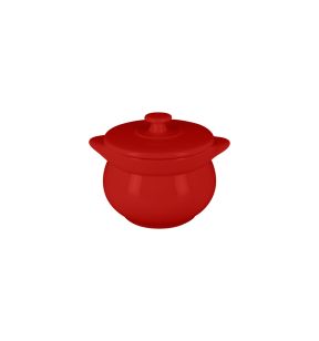 Soupière avec couvercle rond rouge porcelaine vitrifiée Ø 10,8 cm Chefs Fusion Rak