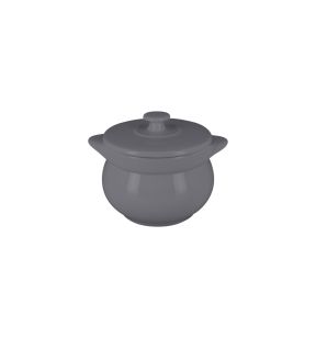 Soupière avec couvercle rond gris porcelaine vitrifiée Ø 10,8 cm Chefs Fusion Rak