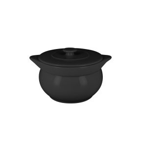 Soupière avec couvercle rond noir porcelaine vitrifiée Ø 15,7 cm Chefs Fusion Rak