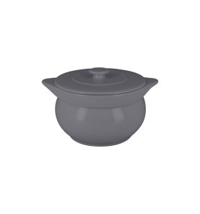 Soupière avec couvercle rond gris porcelaine vitrifiée Ø 15,7 cm Chefs Fusion Rak