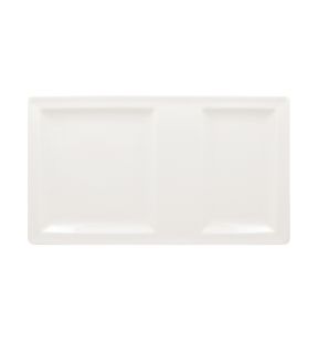 Assiette à compartiments rectangulaire ivoire porcelaine vitrifiée 37x21 cm Classic Gourmet Rak