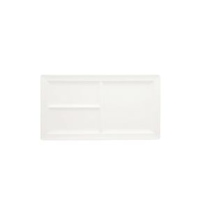 Assiette à compartiments rectangulaire ivoire porcelaine vitrifiée 38,8x21,3 cm Classic Gourmet Rak