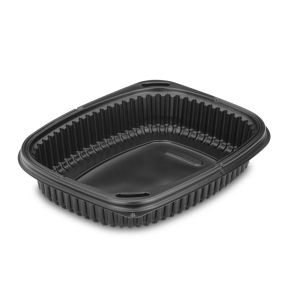 Barquette rectangulaire noir 21,5x17x9 cm 80 cl Cookipack Alphaform (40 pièces)