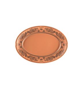 Assiette plate ovale Tero Décor Alexandria porcelaine 38,2x26,9 cm Earth Rak