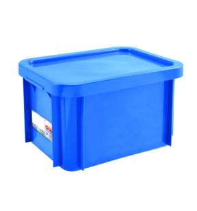 Bak met deksel With cover blauw plastic xx23.5 15 L vaste bodem volle wanden Gilactiv Gilac