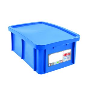 Bak met deksel With cover blauw plastic xx23 35 L vaste bodem volle wanden Gilactiv Gilac