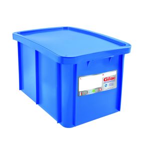 Bak met deksel With cover blauw plastic xx33 55 L vaste bodem volle wanden Gilactiv Gilac