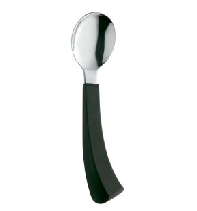Cuillère manche courbé pour gaucher noir inox 19 cm Handicap Amefa